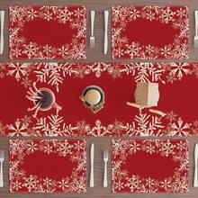 Winter Christmas Red Snowflake Christmas Tablecloth And Placemat Table Decoration For Home Kitchen Dining Holiday Home Decoration Products Multiple Sizes Available - Multicolor - View 17