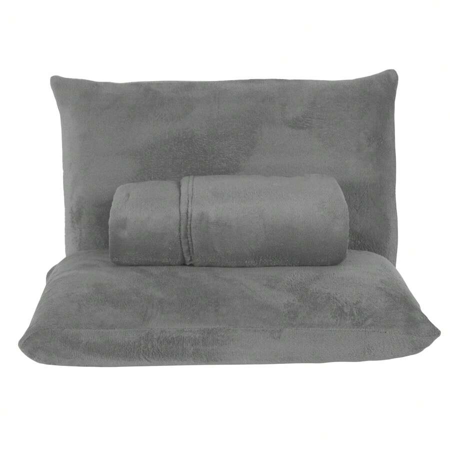 3-Piece Soft Plush Blanket Sheet Set Kit Single/Double/Queen And King For Winter - 灰色 - 查看 1