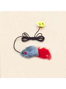 1 pezzo Giocattolo interattivo per gatti, giocattolo topo appeso alla porta con squittio e coda di piume, senza batterie richieste, giocattolo per gattini, divertente giocattolo topo anti-noia per gatti - Multicolore - Visualizzare 6