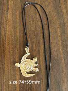 1 Piece Matte Gold Large Boho Fish Tortoise Charm Pendant Chain Statement Necklace