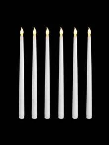 6pcs Flameless LED Candles, Cone Candle Lights, 3D Wick Flickering Effect, Realistic Flame Candle Holders, Battery Powered, Pointed Taper Candles, Suitable For Birthday, Wedding, Halloween Party, Christmas, Tabletop, Windowsill Home Decor, Thanksgiving Fireplace Decor, Party And DIY, Flameless Windowsill Candles, Classic Tall Cone Candles, For Home Party, Wedding Decor, White - trắng - Xem 13