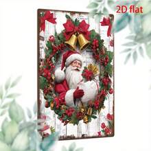 1pc Vintage Metal Tin Sign, Santa Claus Holding Gift Bag Element, Christmas Party Wall Art Decor, Gift For Birthday, Wedding, Anniversary, Christmas, Thanksgiving, Travel And Decoration