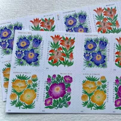 1 Sheet/20 Pieces, 5 Sheets/100 Pieces In Total, 2022 Mountain Flora Forever Postage Stamps, Suitable For Letters, Postcards, Invitations, Holiday Cards, Wedding Invitations, Birthday Cards, Thank-You Letters.