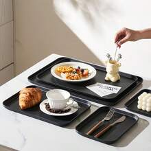 Plateau noir très attrayant, assiette de maison d'hôtel, rangement de cuisine de luxe léger, assiette à thé, assiette de barbecue, cantine, plateau de service d'hôtel, assiette à collation, plateau de décoration pour fête, mariage et vacances