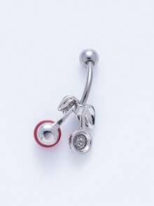 1 chiếc khuyên rốn bằng thép không gỉ, thiết kế hình quả anh đào đính đá Zirconia lấp lánh, phù hợp cho phụ nữ. - Nhiều màu - Xem 5