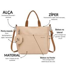 Alwy Women's Tote Bag Crossbody Strap Work College Notebook Laptop Resistant Adjustable Beach Outing Travel Casual Style Lightweight Mini Purse With Zipper - Màu Khaki - Xem 4