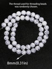 AAA级白色条纹石（4毫米/6毫米/8毫米）和抛光白色玉圆散珠（15英寸串），天然宝石珠，适用于珠宝制作 - 白色 - 查看 12