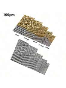 50/100pcs Titanium Coated High Speed Steel Drill Bit Set, 135° Tip Suitable For DIY Crafts, Woodworking, Carving And Jewelry Making - Size 1/25" To 1/8", Cylindrical Metal, Twist Drill Bits For Metal, Wood, Plastic, Fit For Home Improvement, Simple Tools, Convenient And Practical - Multicolor - View 9