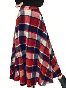 Falda casual de mujer con bolsillo a cuadros, primavera - Multicolor - Ver 2