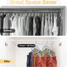 Legging Organizer For Closet, Metal Yoga Pants Hanger W/Rubber Coated 2 Pack W/20 Clips Hold 20 Leggings, Hangers Space Saving Hanging Hangers For Closet Organizers And Storage-Pink - 藍色 - 查看 2