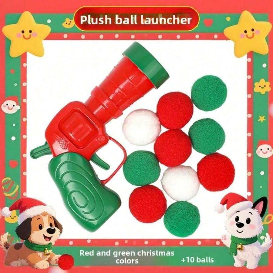 Juguetes de Navidad para mascotas, lanzador de bolas de peluche, bolas de piel de alta elasticidad y coloridas silenciosas, juguetes interactivos automáticos para gatos