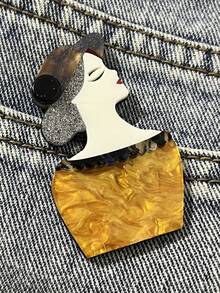 1pc Cartoon Creative Long Dress Brooch, Fashionable Puppy Acrylic Brooch For Women, Clothing & Bag Accessory00 Jewelry Costume Accessories Bag Charms Office Accessories