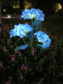 4/2/1pcs Solar Hydrangea Flower Light With 3-Head, Outdoor Courtyard Decoration, LED Simulation Flower Light, For Outdoor Yard Garden Lawn Patio Courtyard Fences Driveway Pathway Decoration, Valentine's Day Gift, Gifts For Mother Or Lovers(Pink, White, Blue, Purple) - 3頭繡球花 - 查看 11