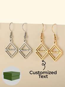 1pc 18K Gold Stainless Steel Jewelry, Personalized Name Earrings, Custom Earrings With Name 925 Silver, 18K Gold Plated, Birthday Gift, Friendship Earrings, Christmas, Comes With An Exquisite Gift Box As A Mother's Day Gift For Daily Dressing