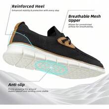 Mens Casual Loafers Shoes Slip On Fashion Walking Dress Sneakers Business Oxfords Work Lightweight Soft Sole Zapatos-20256688 - 黑色/白色 - 查看 11