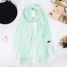 1 Stück Damen Einfarbiger Fransen Eleganter, leichter und weicher Schal für Outdoor Sonnenschutz