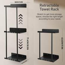 Bathroom Towel Storage Wall Mounted Towel Rack, 3-Layer Bathroom Decor Aesthetic Towel Racks For Bathroom Bath Towel Storage - Black - màu đen - Xem 2