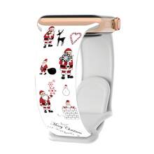 Christmas Print Band For Apple Watch Ultra 49mm Silicone Strap Bracelet For Series 11 10 9 8 7 41 45mm 6 Se 3 40 46 42MM