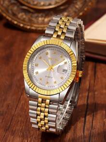 1pc Fashion Business Casual Men's Watch, Multi-Function Round Dial Alloy Steel Band Quartz Watch, Suitable For Festivals, Parties And Daily Wear, Best Gift For Men, No Gift Box - Multicolor - View 7