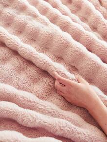 1pc Plain Cozy Light Pink Rabbit Fur Plush Blanket Luxury Stylish Bubbled Paired Faux Fur Fluffy Long Plush Blanket Bedding Throw Soft Warm Comfortable Couches Blankets For Home, For Sofa, Living Room King Queen Twin Throw Size Back School Bedding Domitory Blanket - Light Pink - View 7