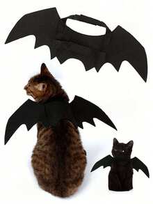 Adjustable Black Cat Bat Wing Costume - Soft Polyester Halloween Pet Accessory, Suitable For Cats And Small Dogs, Perfect For Role Play And Dress-Up Fun - Black - View 1