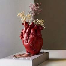 1 Piece Heart Shaped Resin Decoration For Tabletop And Living Room Includes Vase And Dried Flower Arrangement For Tabletop Resin Vase For Tabletop Tabletop Arrangement Room Living Room Decoration - 黑色 - 查看 7