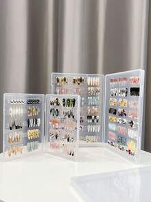 1件大容量美甲可穿戴指甲收纳盒透明指甲油展示相册防尘收纳盒美甲样品展示盒多尺寸加厚PP材质收纳盒