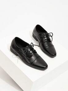 Children's Fashion Lace-Up Classic Black Pointed Toe Oxford Shoes