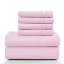 LUX DECOR 6-Piece Embroidered Bed Sheet Set – Brushed Microfiber, Deep Pocket, Lightweight & Breathable – Graduation Gifts, Home Decor, Sleep Protection For Dorms, Student Beds, Back‑To‑School Gift, Soft Bed Linens, Comfortable Sleep, Luxury Bed Set, Valentine's Day Bedroom, Spring Bedding Refresh, Guest Room Essentials, Dorm Room Bedding, Premium Bed Linens, Easy Care Sheets, Hypoallergenic Fabric, Year-Round Comfort, Master Bedroom Update, Matching Bedding Set, Hotel Quality Linens - 粉色 - 查看 10