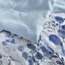 輕盈被套組，可逆花卉植物凸條紋被子床上用品全季套裝，Rodolfo - 海軍藍 - 查看 6