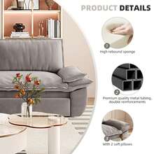 73.2" Queen Pull Out Sofa Bed,3-In-1 Convertible Sleeper Sofa, Multi-Functional Velvet Loveseat Bed - Grey - View 10