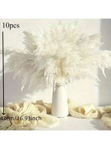 10/15 Pieces Artificial White Pampas Grass - Non-Shedding Artificial Pampas In Vase - Versatile Feather-Free Decorations For Christmas, Thanksgiving, New Year, Valentine's Day, Mother's Day - Perfect For Weddings, Showers, Boho Home And Farmhouse Centerpieces - White - View 3