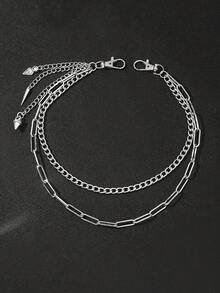 1pc Gothic Style Pant Chain, Fashion Rivet Pendant High-End Outfit Accessory, Double-Layer Tassel Metal Hip Hop Pant Chain