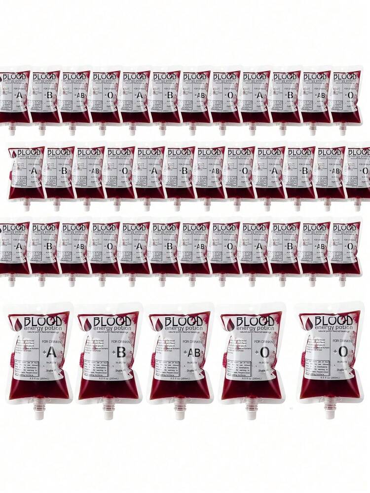 Blood Bag Lot De 12 Sachets De Sang Halloween 350ml - Accessoire Cosplay Vampire Zombie, Décoration Fête Infirmière