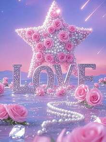 1 pezzo Kit di pittura a diamante con motivo di pioggia di meteoriti e fiori per adulti, arte a diamante, arte a diamante rosa, kit di arte a diamante 5D fai-da-te con perforazione completa, decorazione per la casa, senza cornice, 30x40cm, 40x50cm, 50x60cm