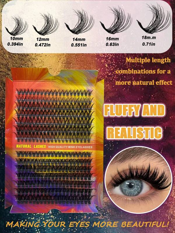 Halloween Makeup 280 Pieces Of Cluster Eyelashes, Single Cluster Eyelashes, Mixed 8-16mm Length, D-Curl Eyelash Extension, Natural Fluffy False Eyelashes, Hot Melt Self-Grafted Single Hair 50D+80D Soft Eyelashes DIY At Home, Dramatic Eyelash Extension Makeup Tools Are Reusable And Easy To Operate