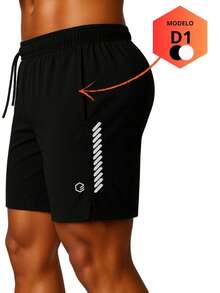 Men's 2-In-1 Running And Gym Sports Shorts – Exclusive Promotion – Lightweight And Comfortable Polyester Fabric With Elastane - màu đen - Xem 12