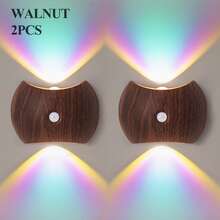 Luz de pared LED con sensor inteligente, lámpara de pared con sensor de movimiento interior, luz de pared LED inalámbrica, lámpara de pared, luz nocturna con batería, diseño adhesivo, giratoria, portátil, fácil de instalar, temperatura de color y brillo ajustables - Multicolor - Ver 15