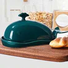 Ursword 1 zestaw pięknej ceramicznej maselniczki z pokrywką do lodówki blatowej, pojemnik na masło w kształcie wieloryba z porcelanową pokrywką i uchwytem do masła w kostce East West Coast, pojemnik na masło, zabawny wystrój kuchni i akcesoria na prezenty kuchenne, kolorowy, zawiera kolor biały, zielony, pomarańczowy, żółty i czarny