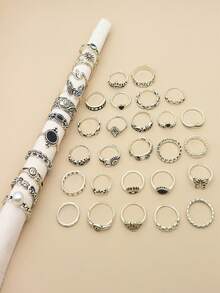 3/16/22/38件复古蛇主题混合戒指套装 - 戒指套裝 - 查看 3