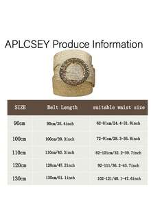 1pc Women's Fashionable Metallic Buckle Bohemian Style Gold Color Belt, Stylish Accessory For Daily Wear Summer, School Fall, Autumn, Halloween - Gold - View 6