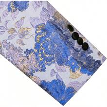 Barry.Wang Blazer For Men Paisley Sport Coat Lightweight Suit Jacket Regular Tuxedo Flower Mardi Gras Carnival Gift