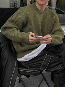 Lightweight, Loose Fit Knit Sweater With Textured Pattern, Casual Unisex Design, Suitable For Autumn And Winter, Long Sleeve Top