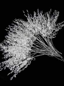 5/10/20/50件装人造花束，带亚克力珠吊坠水晶花茎枝条串珠新娘花束装饰，婚礼DIY工艺品装饰 - 白色 - 查看 1