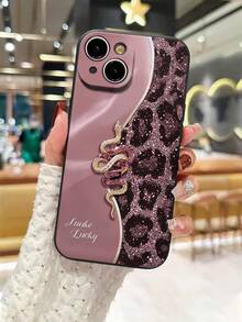创意时尚可爱粉色蛇皮和豹纹彩绘穿孔直边防震手机壳，适用于 14、14 Pro、14 Pro Max、13、13 Pro、13 Pro Max、11、11 Pro Max、12、12 Pro、12 Pro Max、XR、7/8、XS、15、15 Pro、15 Pro Max、16、16 Pro、16 Pro Max、17、17 Pro、17 Pro Max、17 Air、S21、S23、S23 Ultra、S24、S24 Ultra、S25、S24 Plus、S25 Plus - 彩色 - 查看 4