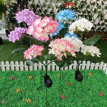 4/2/1pcs Solar Hydrangea Flower Light With 3-Head, Outdoor Courtyard Decoration, LED Simulation Flower Light, For Outdoor Yard Garden Lawn Patio Courtyard Fences Driveway Pathway Decoration, Valentine's Day Gift, Gifts For Mother Or Lovers(Pink, White, Blue, Purple) - 3頭繡球花 - 查看 10