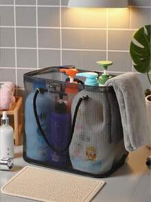 1 Cesta de almacenamiento para baño, Cesta de drenaje de malla, Cesta de almacenamiento plegable, Adecuada para la colección de trajes de baño de verano. - Ver 3