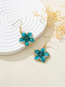 1 Pair Fashion Oil Drop Flower Earrings, Elegant Minimalist Personalized Dangle Earrings For Party And Daily Wear