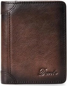 Cartera de Cuero para Hombre de Tres Pliegues con Función Antirrobo, 11 Bolsillos para Tarjetas de Crédito, Diseño Ultrafino, Gran Regalo - Marrón oscuro - Ver 8