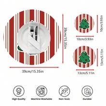 2pcs/4pcs/6pcs Christmas Tree Pattern Printed Diatomite Placemats, Home Decor, Suitable For Christmas Gifts, Christmas Decorations, Applicable To Dining Table, Coffee Bar, All Seasons, Washable Placemats, Room Decor, Coasters, Drink Mats, Drain Mats, Kitchen Dining Table Mats, Indoor/Outdoor Party Decorations, Home Decor, Ideal Gifts